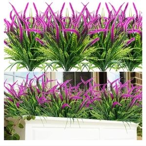 Artificial plants with purple flowers